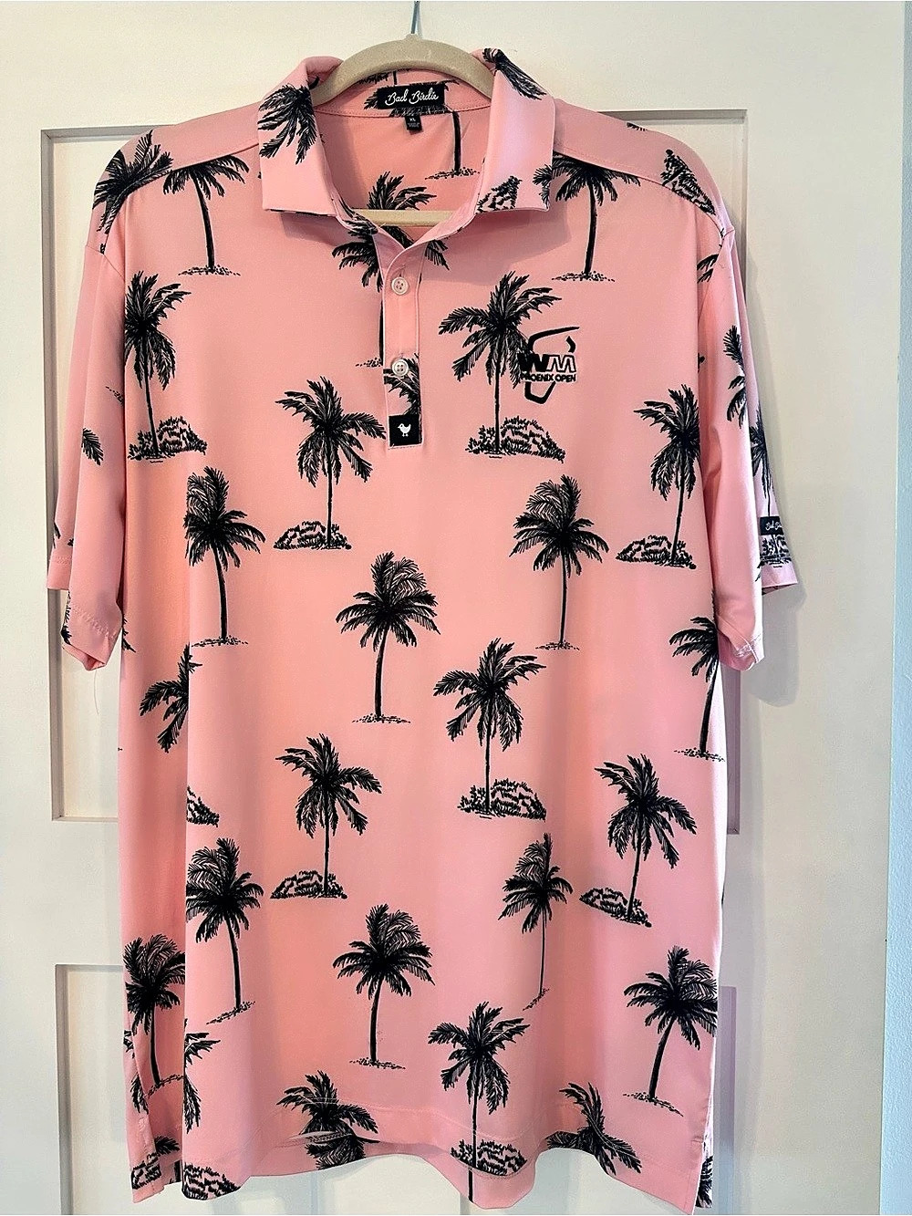 Bad Birdie Waste Management Phoenix Open Palm Tree Polo Pink XL Like New
